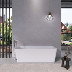 67 inch freestanding solid surface soaking bathtub for bathroom