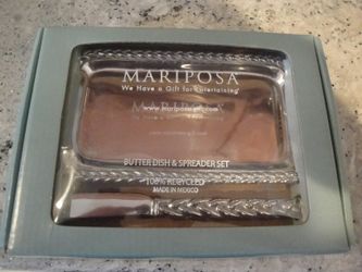 MARIPOSA BUTTER DISH ANS SPREADER SET/ NEW IN BOX
