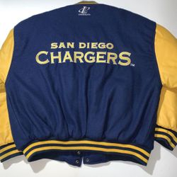   San Diego Chargers 90s Rare Logo Athletic Varsity Leather Wool Jacket NFL Football 