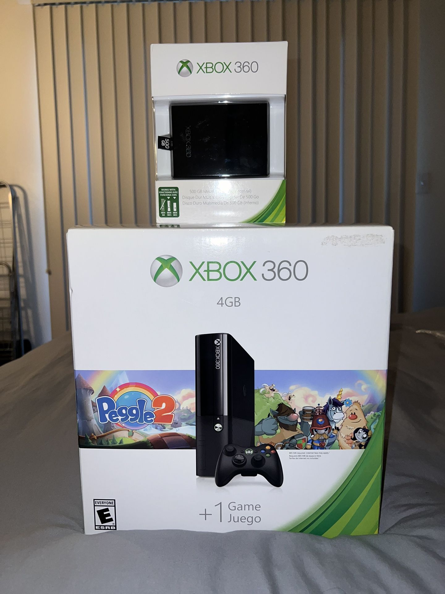 Used “ONLY 1 Time” Xbox 360 E. + “Used 1 Time” Official Microsoft 500GB Hard Drive
