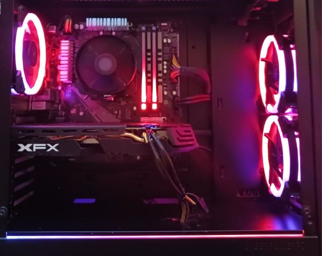 Gaming PC AMD Ryzen 5 6x Core 4.2 GHz 16 GB RAM 500 GB SSD ATI Radeon RX 580 8 GB Graphics Wi Fi Wireless Windows 64 Bit
