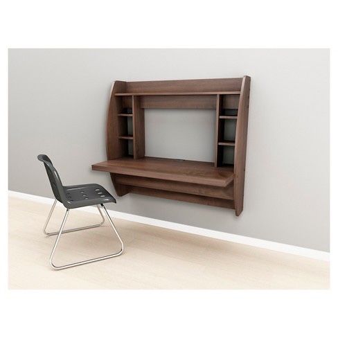 Wall Mounted Floating Desk with Storage espresso color
