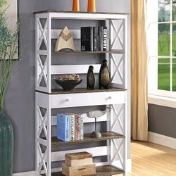 NEW Convenience Concepts Oxford 5 Tier Bookcase, Driftwood and White


