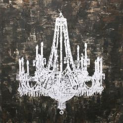 Brand New, Art in Style 'Silver Chandelier' Hand-painted Canvas Wall Art