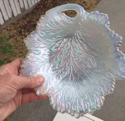 Iridescent Glass Autum leave dish
