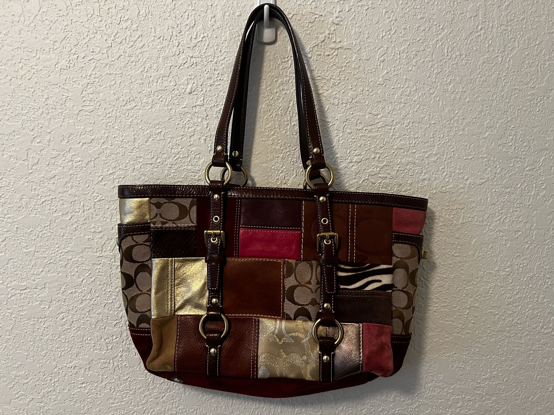 Vintage Coach Animal Print Patchwork Purse