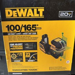 New - DEWALT 20V/12V MAX Laser Level, 2 Spot Laser and Cross Line Laser, Green, Bare Tool Only (DCLE34220GB)