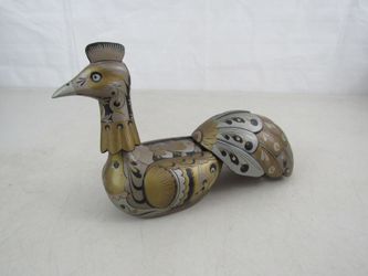 Asian Peacock Vintage Hand Crafted Wooden Folk Art 9 1/2" Length