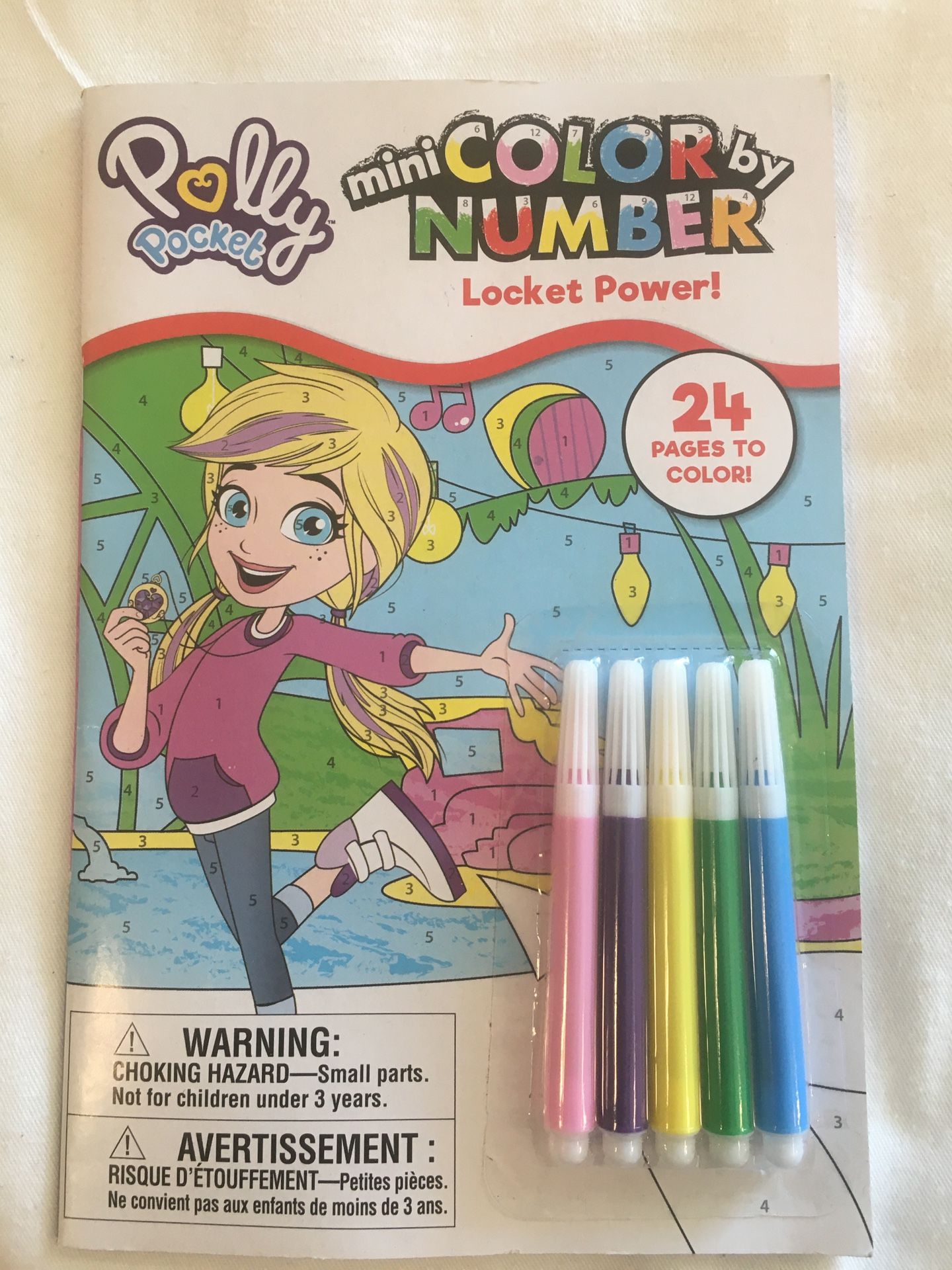 Polly Pocket color by number coloring book and markers