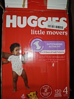 Huggies Size 4 Diapers, Little Movers Baby Diapers, Size 4 (22-37 lbs), 120 Count