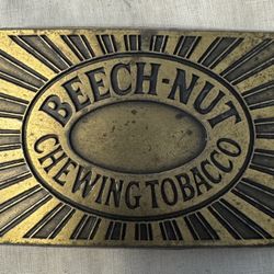 Brass Beechnut Chewing Tobacco Chew Dip Snuff Smokeless 1980s Vintage Belt Buckle
