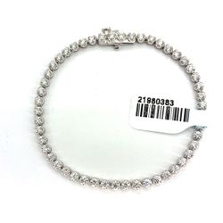925 Sterling Silver 7" Lab Diamond Tennis Bracelet 5.30g 3CTW 21980383