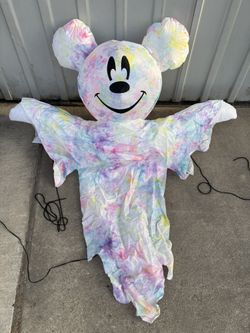 4 ft LED Mickey Mouse Tie Dye Hanging Ghost Airblown Inflatable Halloween Decoration