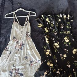 Woman’s Floral Dresses Black Size Medium/ White One Large  