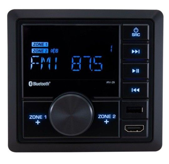 Power Acoustik iRV 29 RV Mechless Stereo Unit AM/FM Radio/Bluetooth with Remote