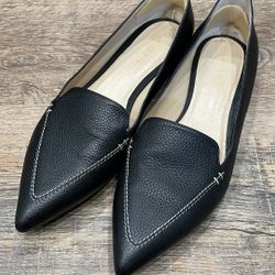 M. Gemi Black Leather Stellato Sacchetto Pointed Toe Flats