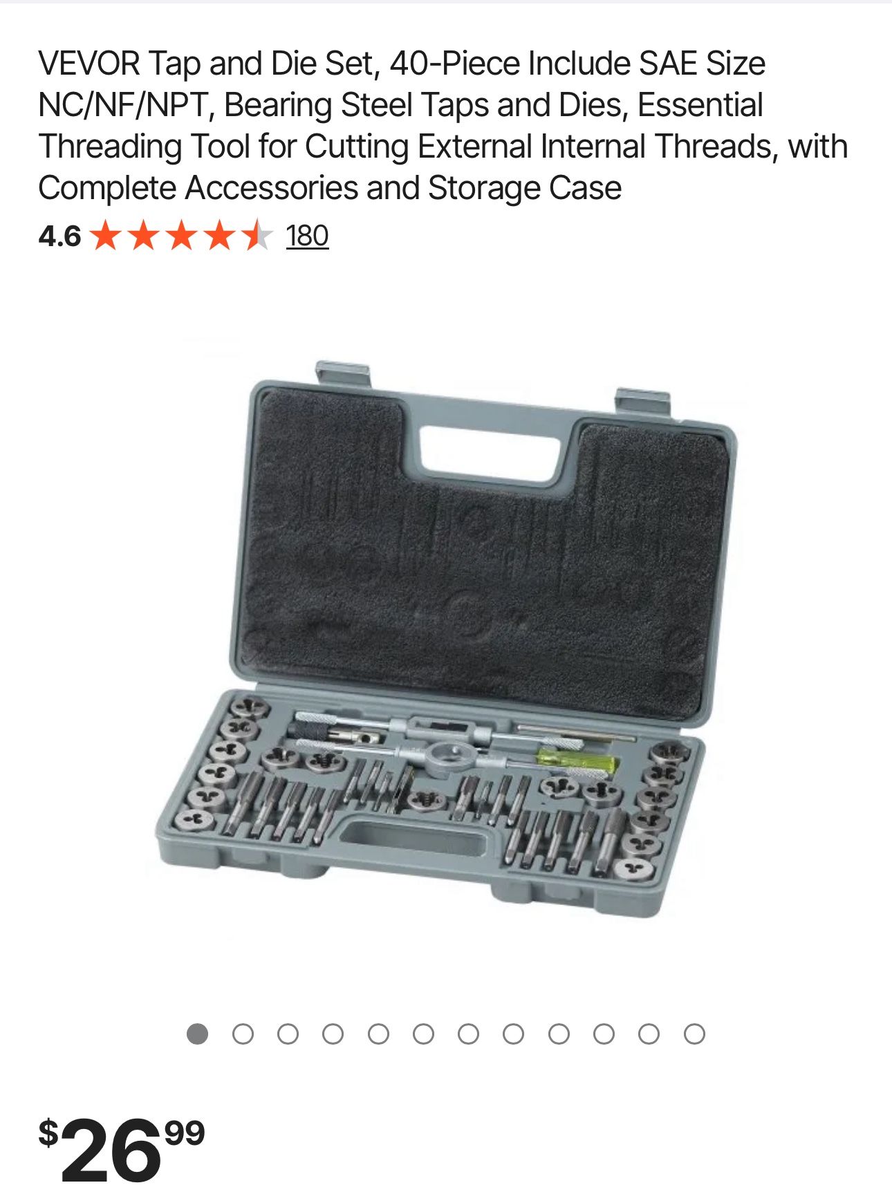 VEVOR Tap and Die Set, 40-Piece