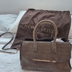 Henri Bendel All Choc Brown Leather Satchel In Mint Condition 
