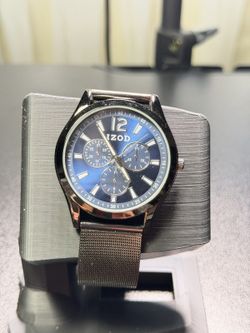 IZOD Men's Blue Sunburst Dial 3 Subdials Mesh Bracelet Watch Untested As-Is