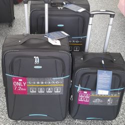 3 PIECE GABBIANO LUGGAGE SET 8 WHEEL SPINNERS LIGHT WEIGHT 