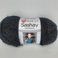 Red Heart Boutique Sashay Metallic Yarn 1112 Onyx Black Skein 3.5 oz 30 Yards 