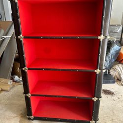 Black Leather Shelf Armoire Modern Contemporary 