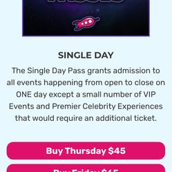 Two Tickets For Today Sunday Only For Galaxycon