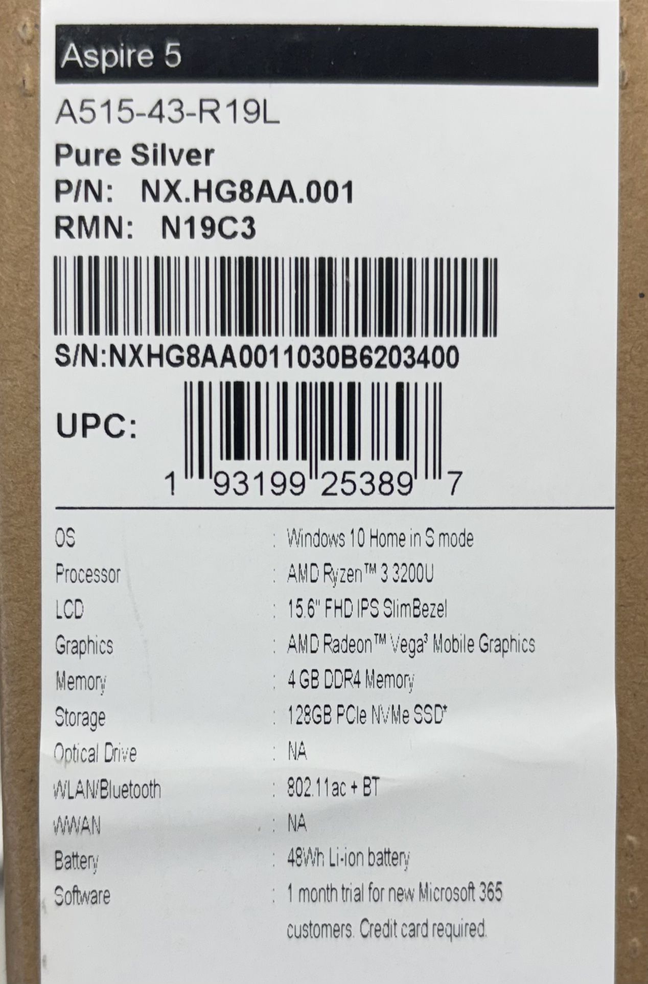 Asus aspire 5 A515-43-R19L