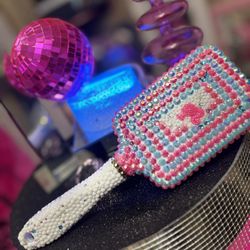 Bedazzled 1-of-a-kind Barbie Hairbrush & Bag