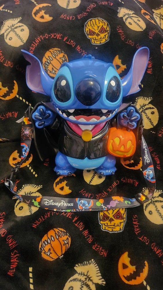 Disney Parks Halloween Stitch Popcorn Bucket Disneyland 2024 Vampire
