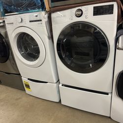 Set Front Load Steam LG White W 27” GAS 