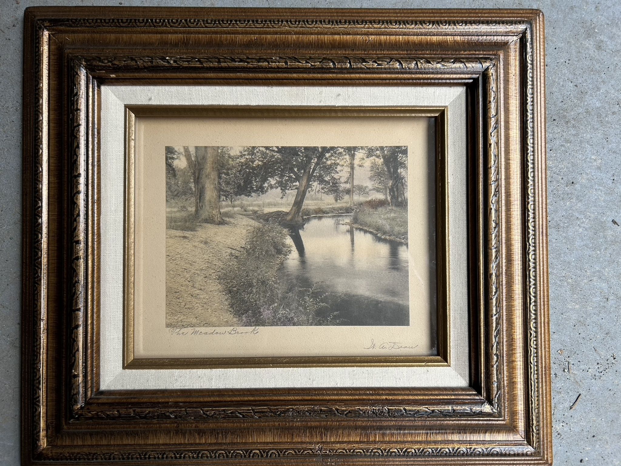 Vintage Framed Picture – “The Meadow Brook” – Signed by Artist