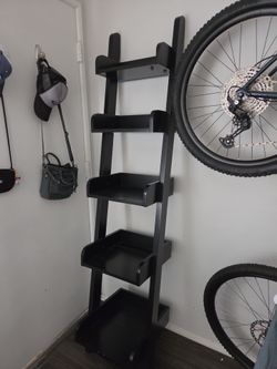 Black 5-Tier Ladder Shelf Bookcase Display Storage Shelf - 75" Tall