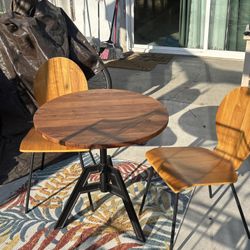 CB2 Convertible Bistro Coffee Table Sable Acacia Chairs