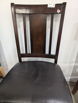 Dark Brown Hardwood Dining Chair with Vinyl Seat