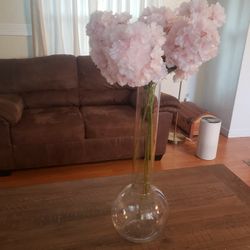 Huge Glass Vase With Flowers 