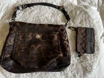 Authentic Coach Signature Handbag with Matching Wristlet Make Offer both or one comes with Coach dust bag