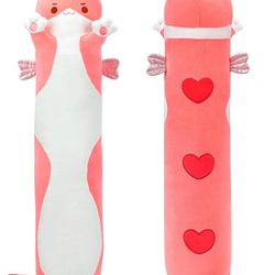 Long Cat Plush Body Pillow, 53 Inch Cute Pink Cat Stuffed Animals Soft Plushies, Kitten Plush Throw Pillow Doll Toy Gift for Girlfrien