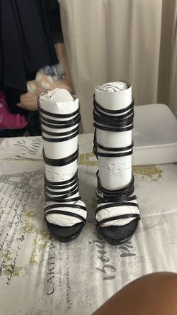 Black Strappy High Heel Sandal Boots