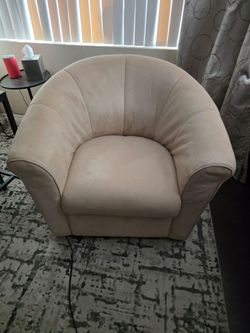 Pair of barrel swivel chairs, classic beige microfiber