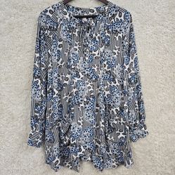 Melissa McCarthy Seven7 Top Womens 2X Butterfly Long Sleeve Flowy Lightweight 