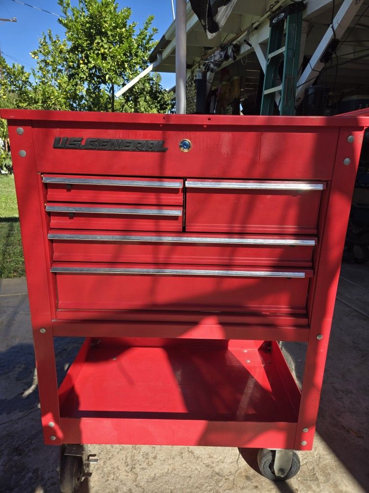 US GENERAL 5 DRAWERS TOOL BOX 2 KEYS 