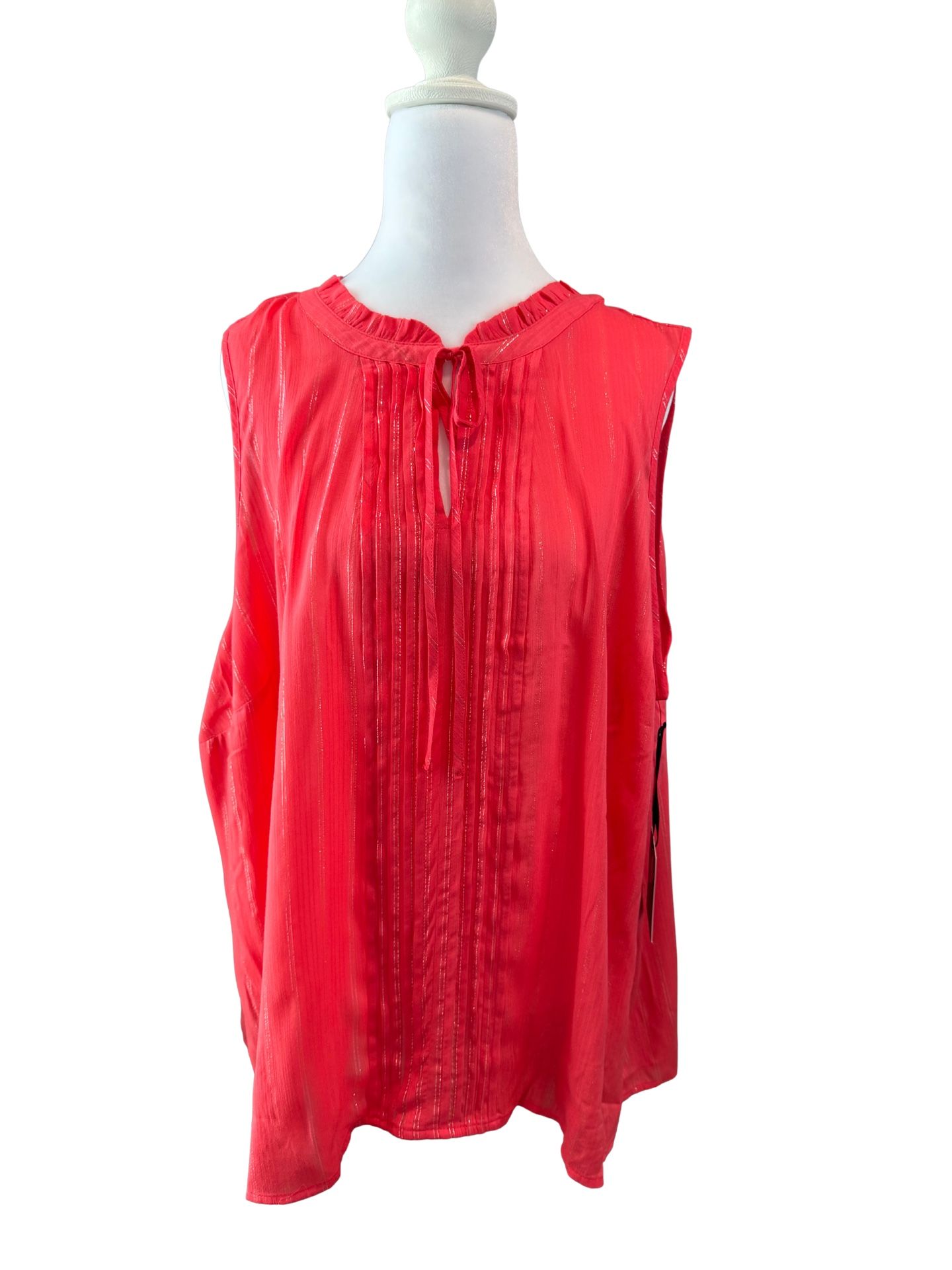 New Women’s Plus Size Simply Vera Vera Wang Coral Sleeveless Top Size 1X