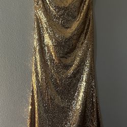 Size 14/16 Gold Swoop Back Sequin Dress
