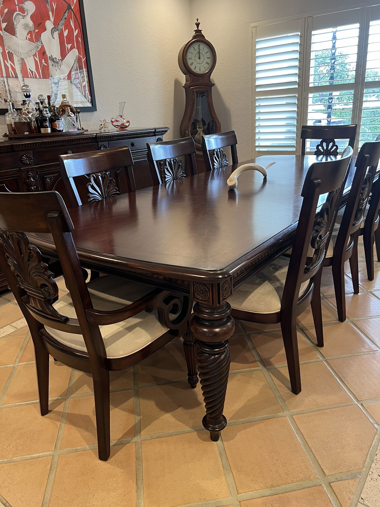 Large Dining Table Chairs & Buffet 