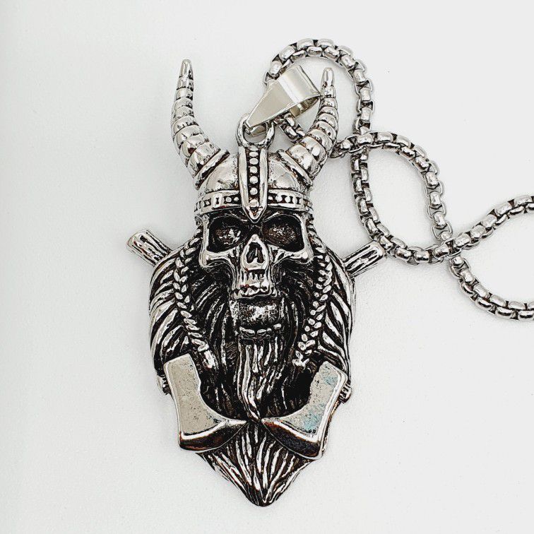 "Nightclub bar hip-hop rock trendy warrior skull stainless steel necklace, BL210
 
