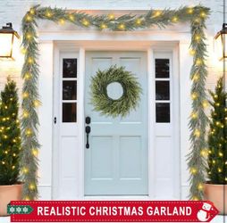 6 Ft Christmas Garland with Lights, 30 Warm Lights with 8 Light Modes,Prelit with Pine Cones, Green