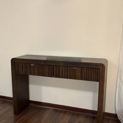 Dark Oak Table With Gold Accents