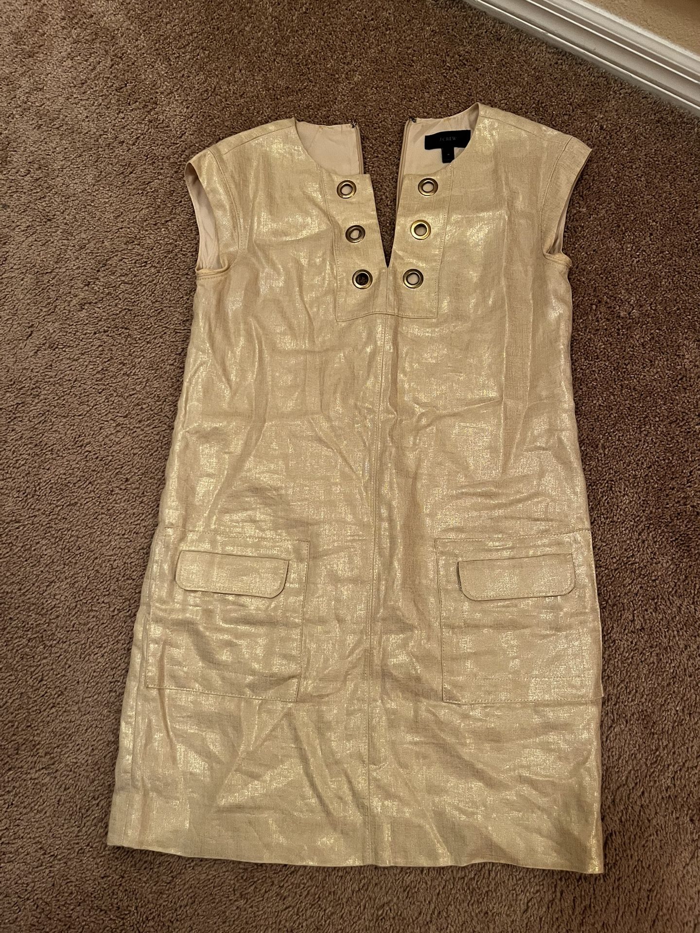 J Crew Gold Sheath Mini Dress
