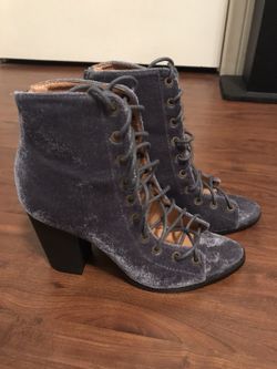 Grey Lace-Up Heels
